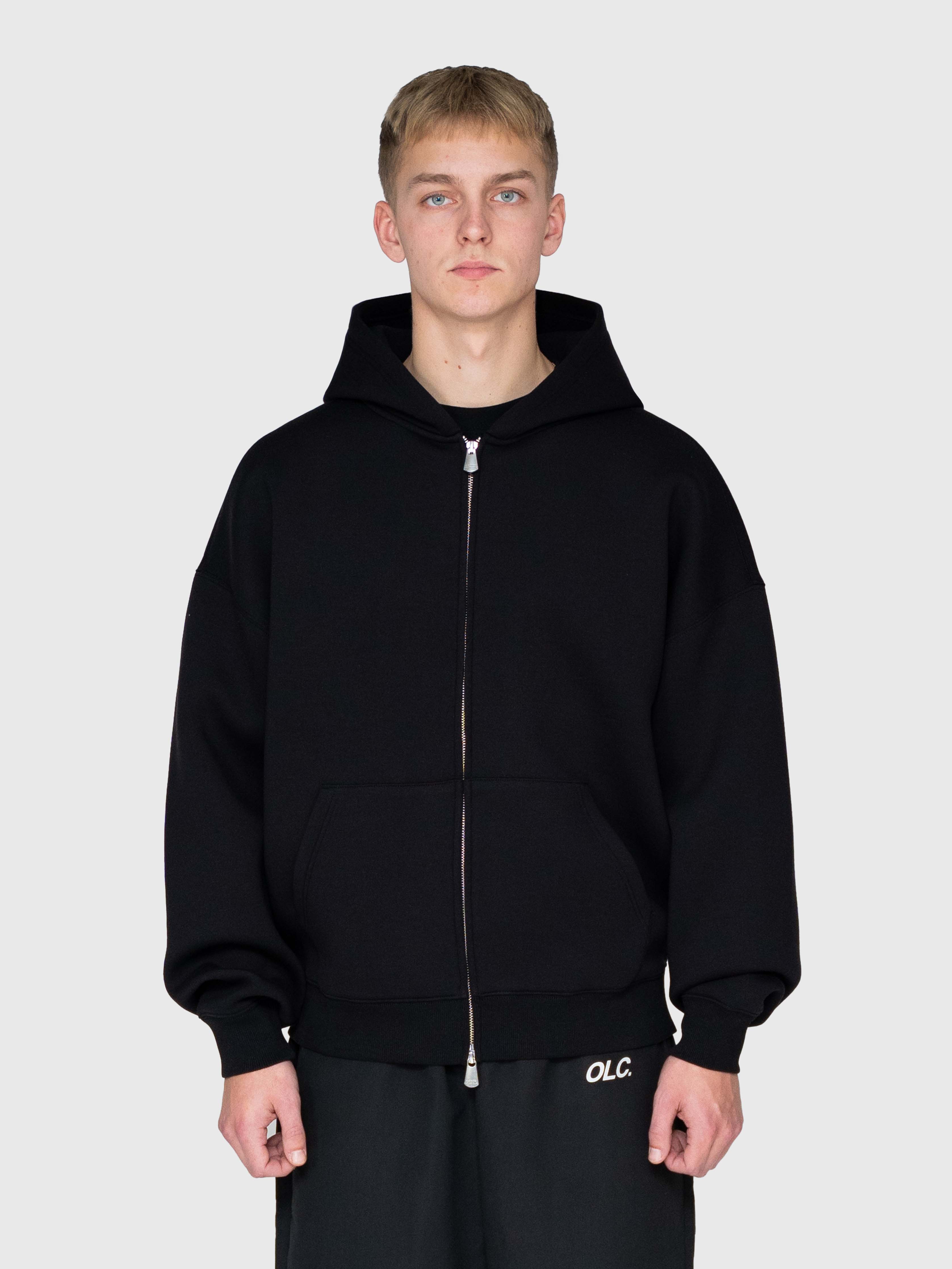 Scuba Embossed Zip Hoodie - Black
