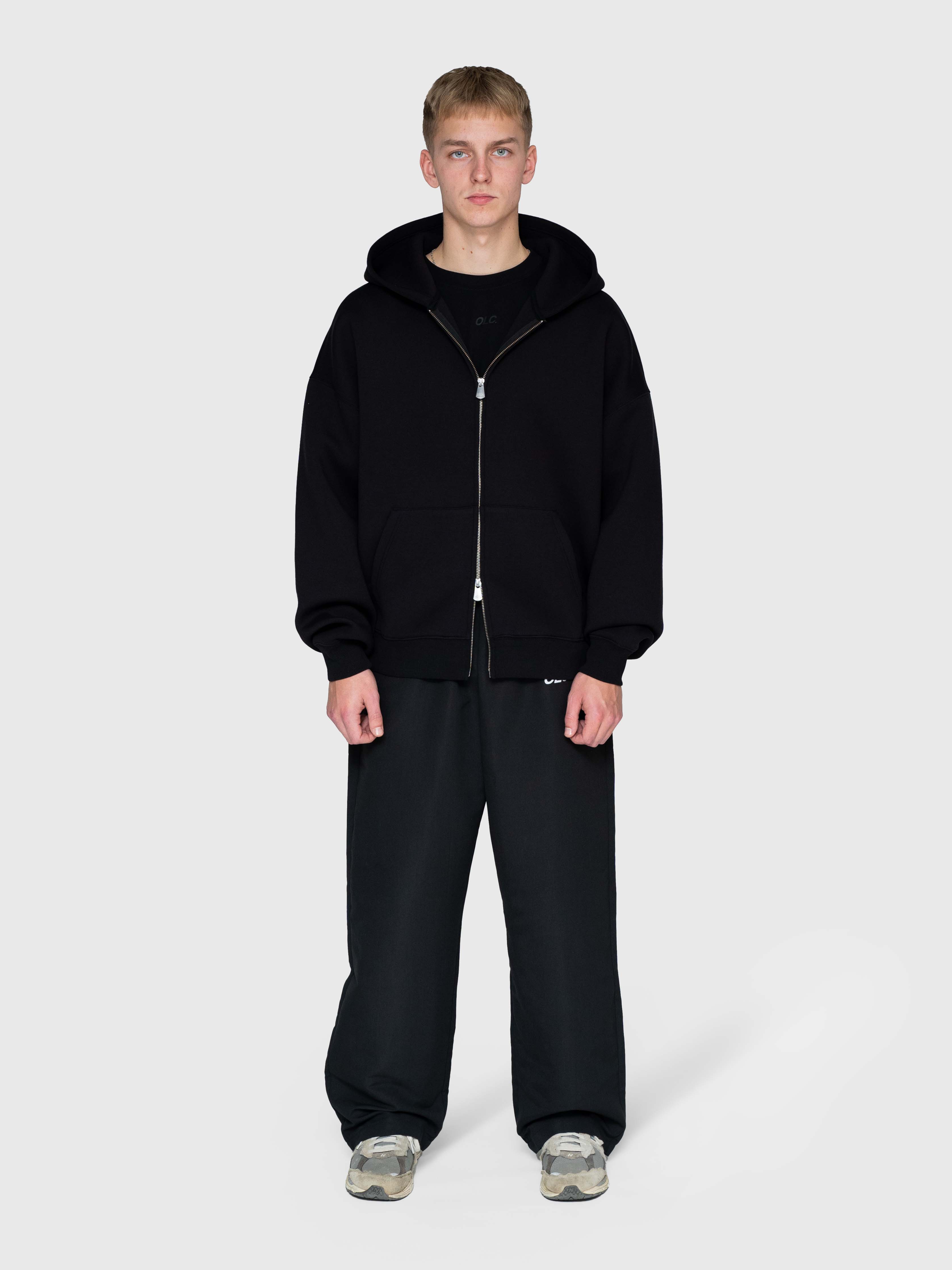 Scuba Embossed Zip Hoodie - Black
