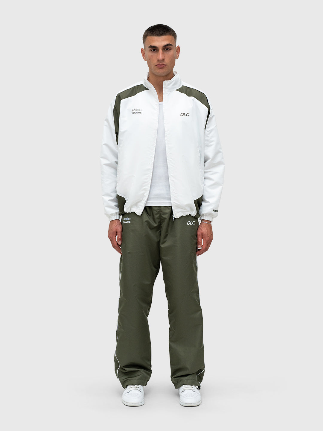 LE Track Jacket - Bright White/Dusty Khaki