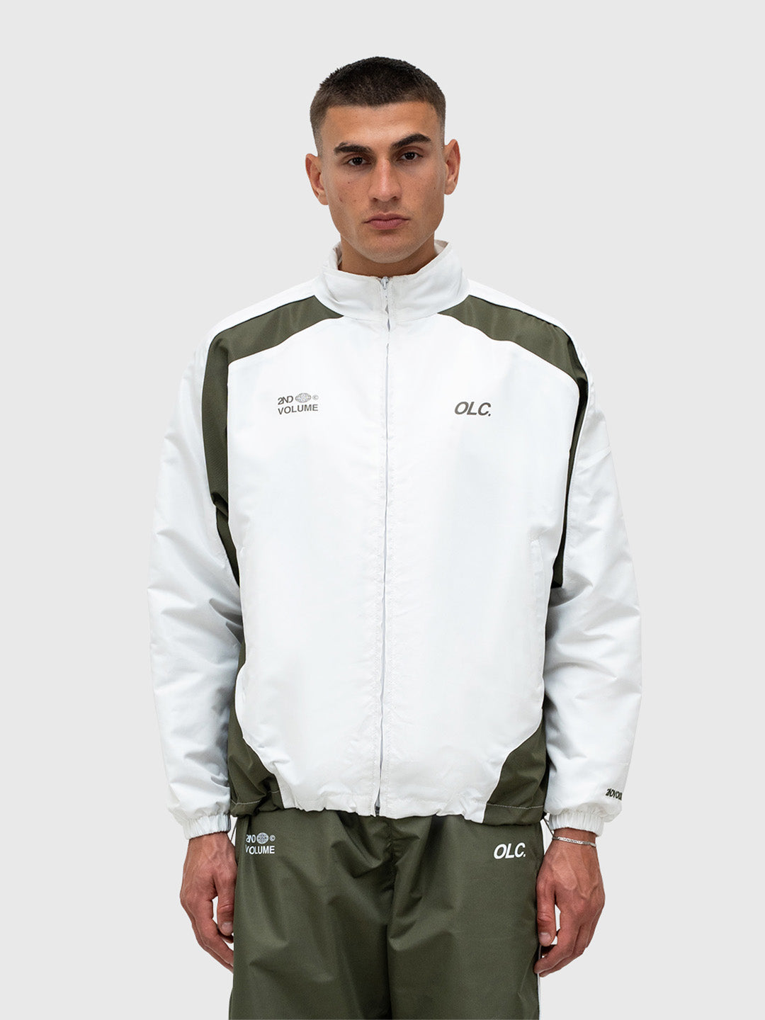LE Track Jacket - Bright White/Dusty Khaki