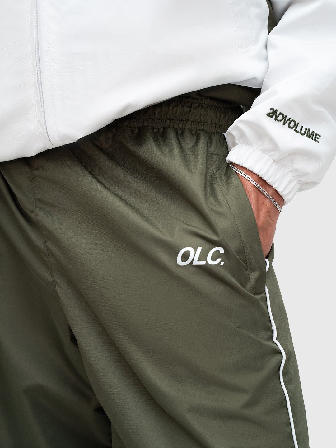 LE Track Pants - Dusty Khaki/Bright White