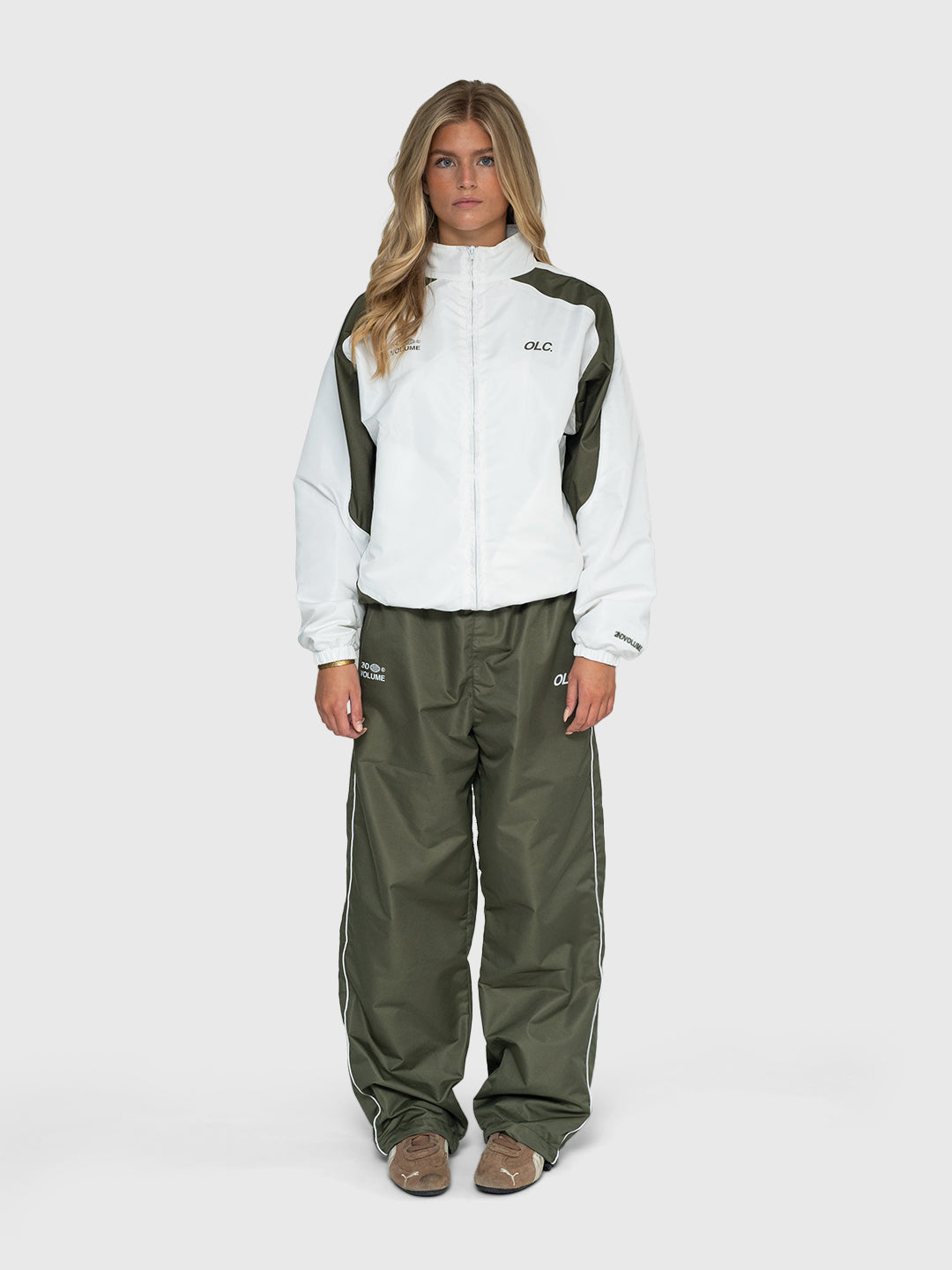 LE Track Jacket - Bright White/Dusty Khaki