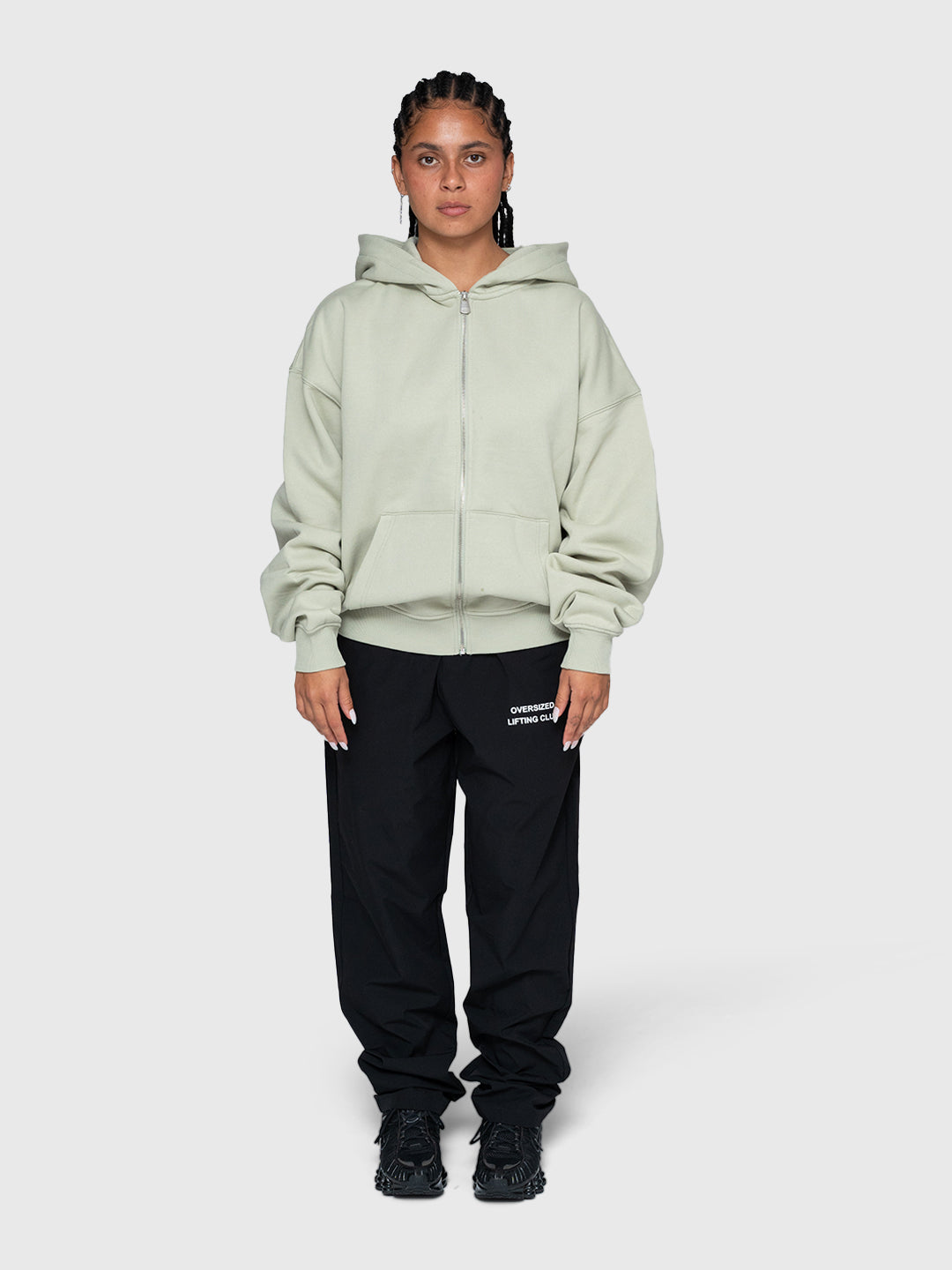 Confidence Zip Hoodie - Sage/Warm Grey