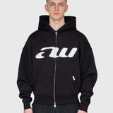AW Puff Zip Hoodie - Black/White