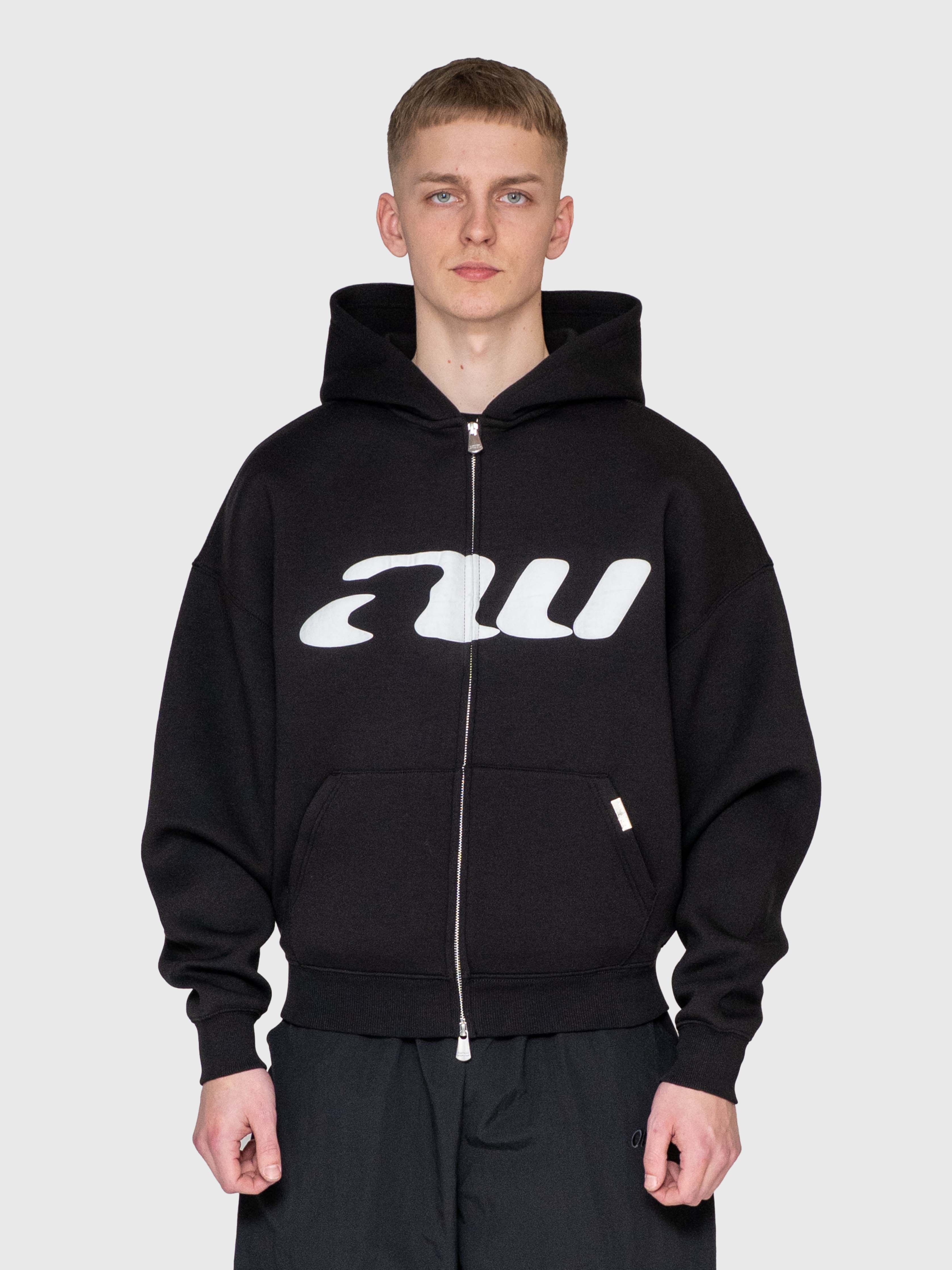AW Puff Zip Hoodie - Black/White