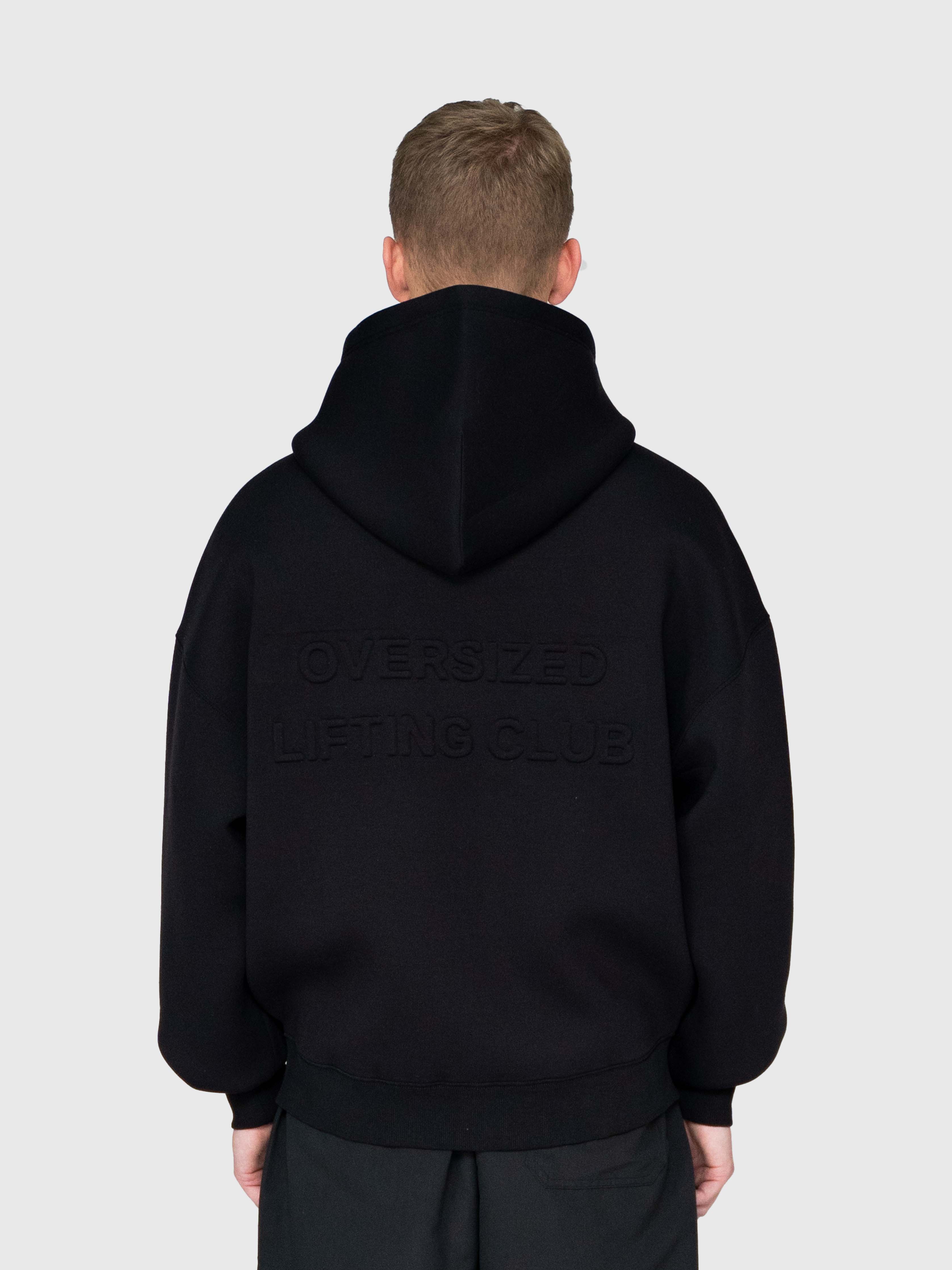 Scuba Embossed Zip Hoodie - Black