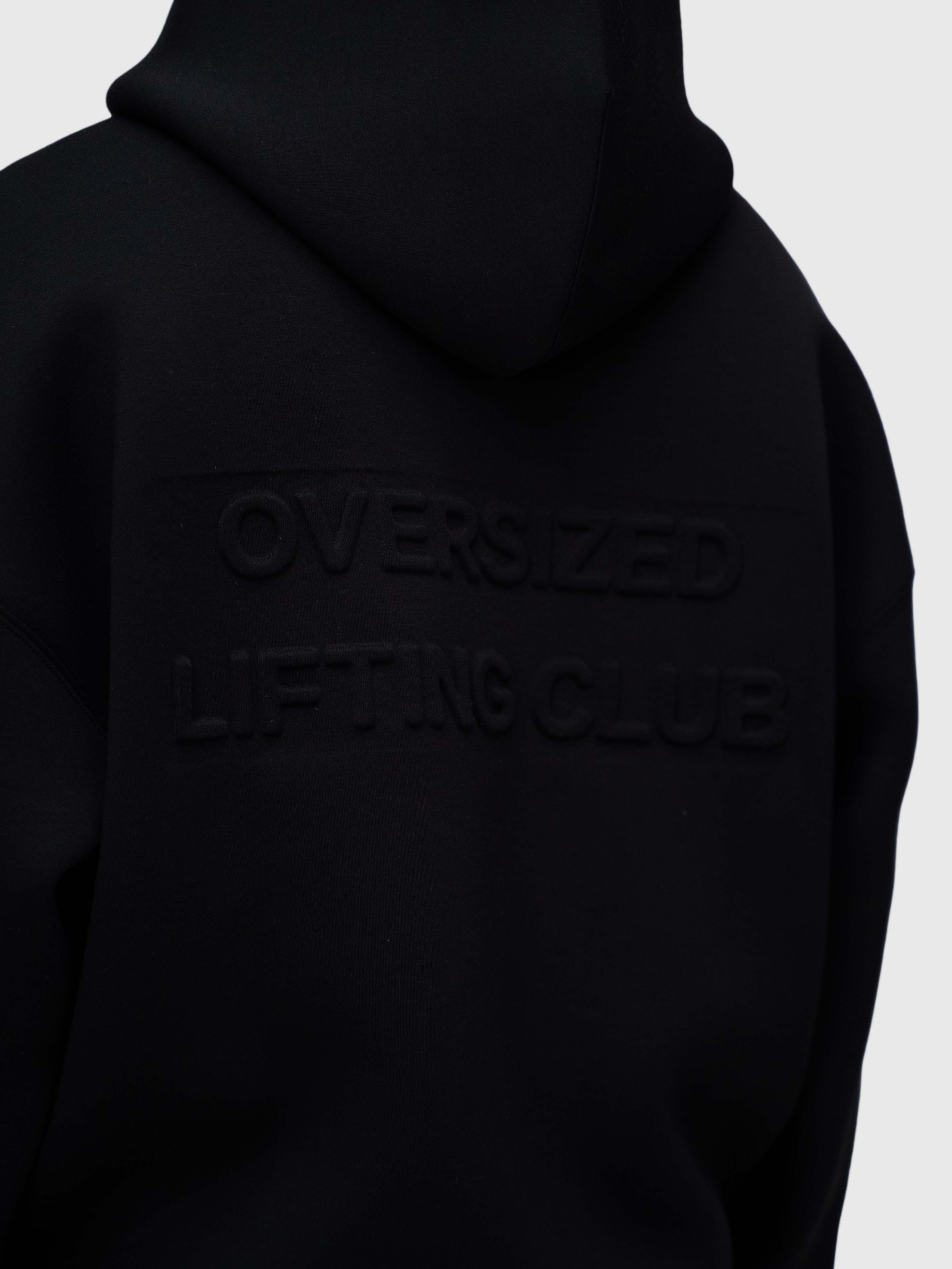 Scuba Embossed Zip Hoodie - Black