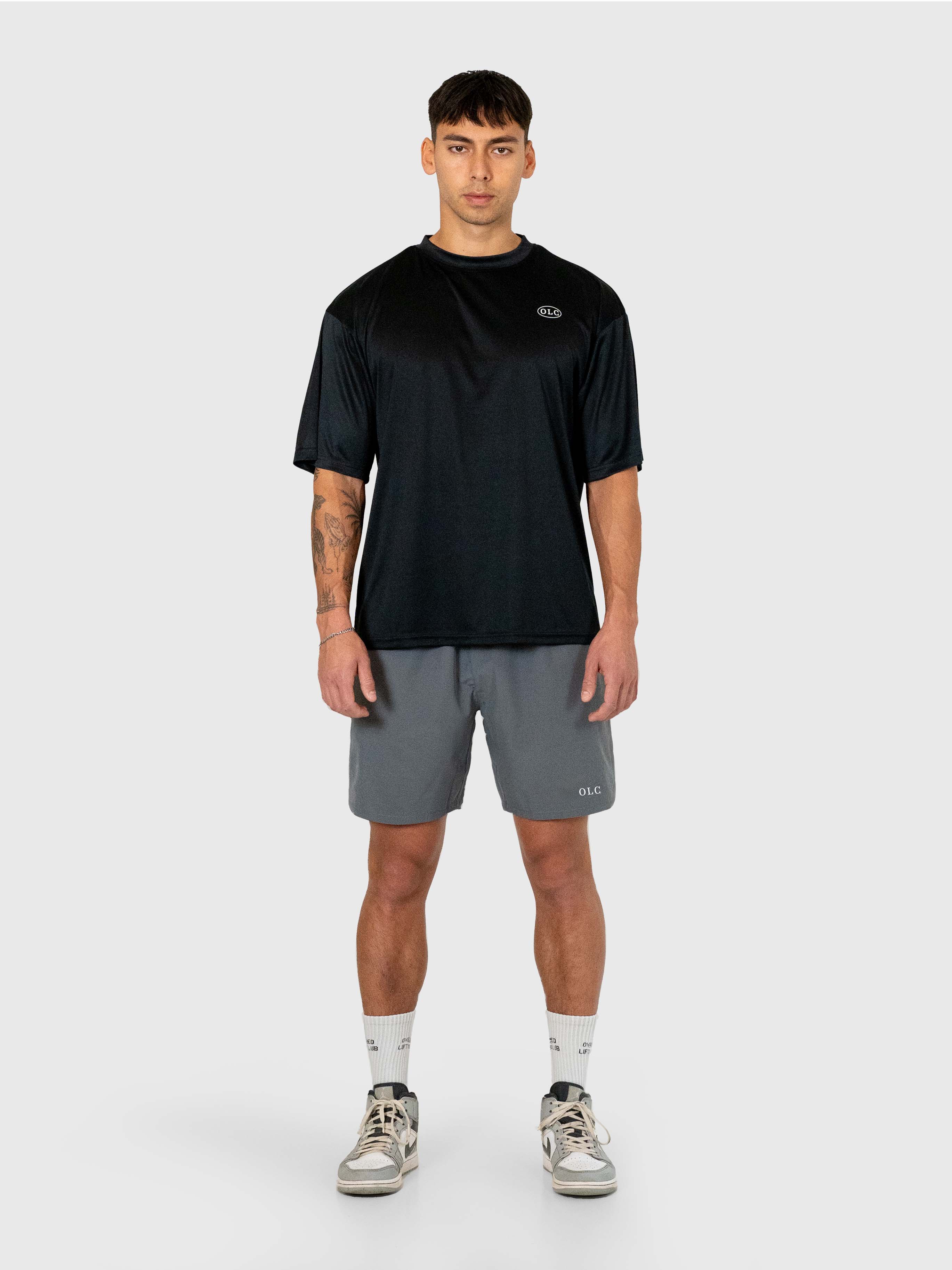 Essential Tech Shorts - Charcoal Grey/White