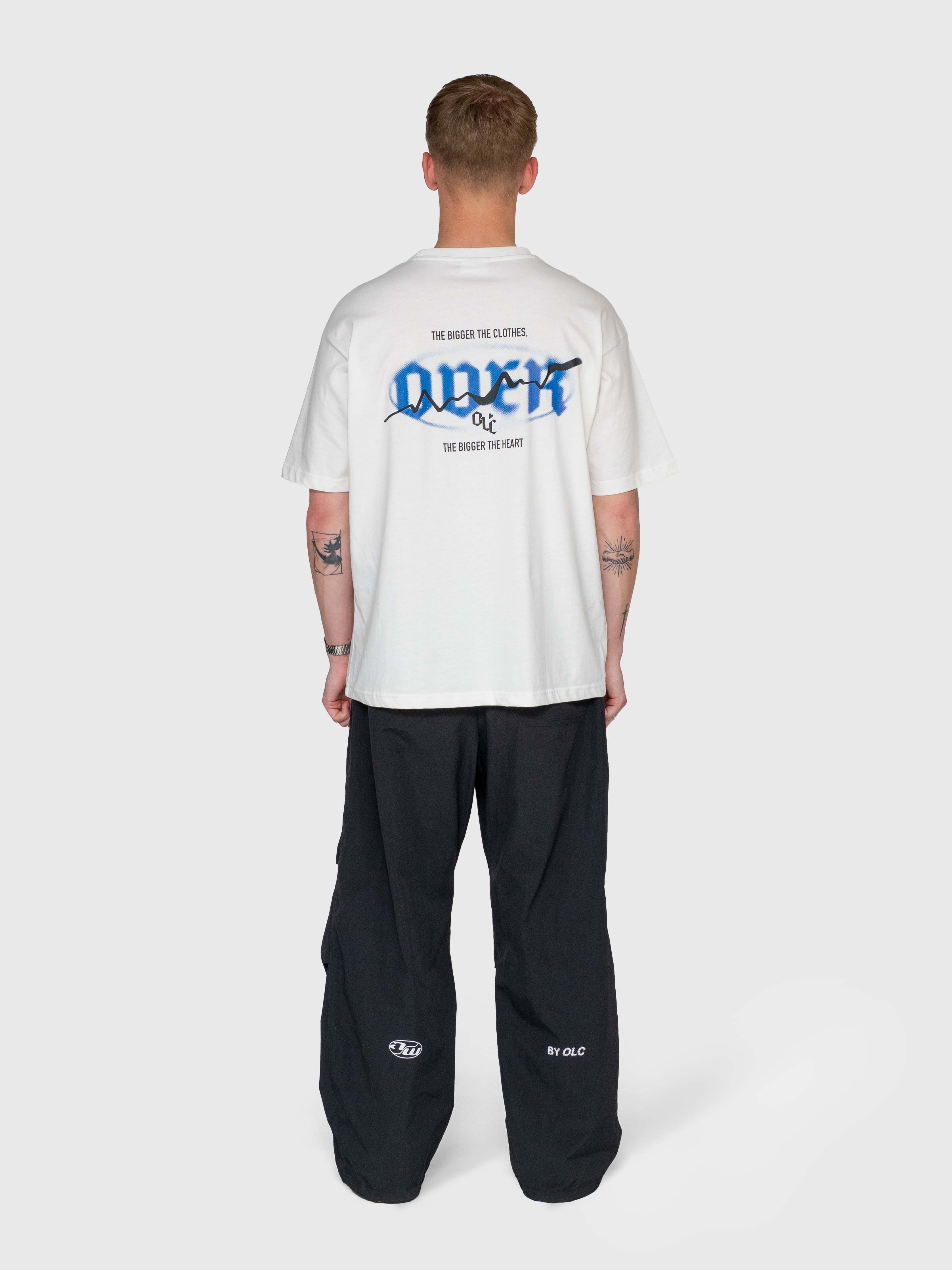 Over box tee - Cream/Blue