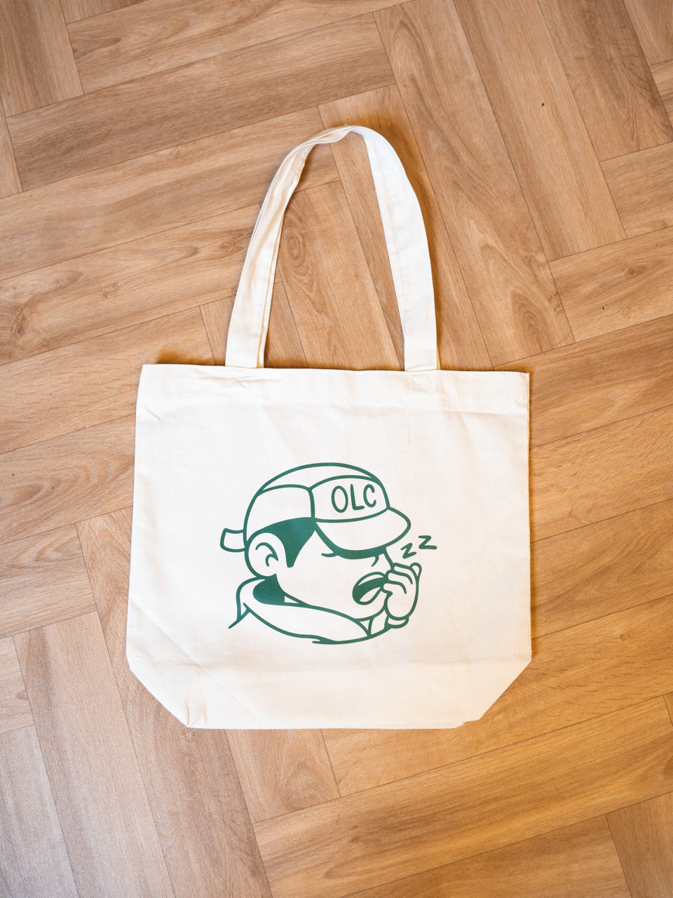 Yawn Tote Bag - Off White/Forrest Green